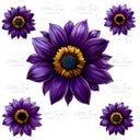 Purple Sunflowers UV DTF Decal sheet