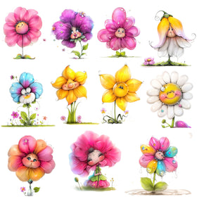 Quirky Flowers UV DTF Decal sheet