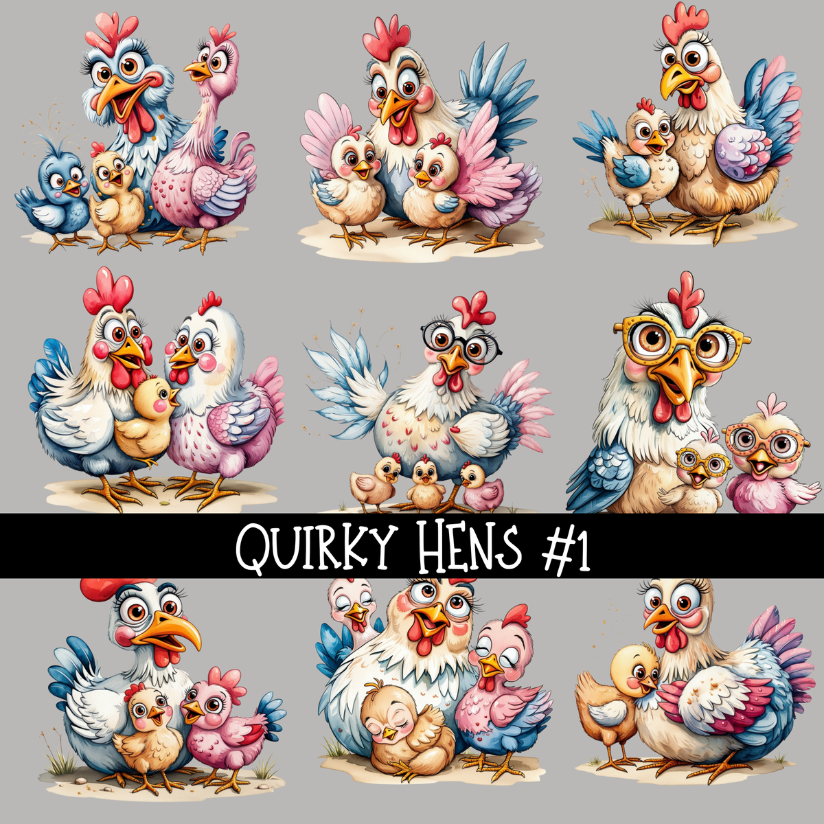 Quirky Hens UV DTF Decal sheets