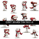 Quirky Snowmen Torn Pages UV DTF Decal sheets 3 designs available