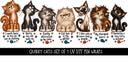 Quirky Cats Pen Wraps UV DTF Decal sheet- set of 7 Designs