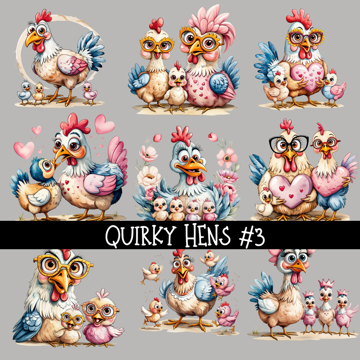 Quirky Hens UV DTF Decal sheets