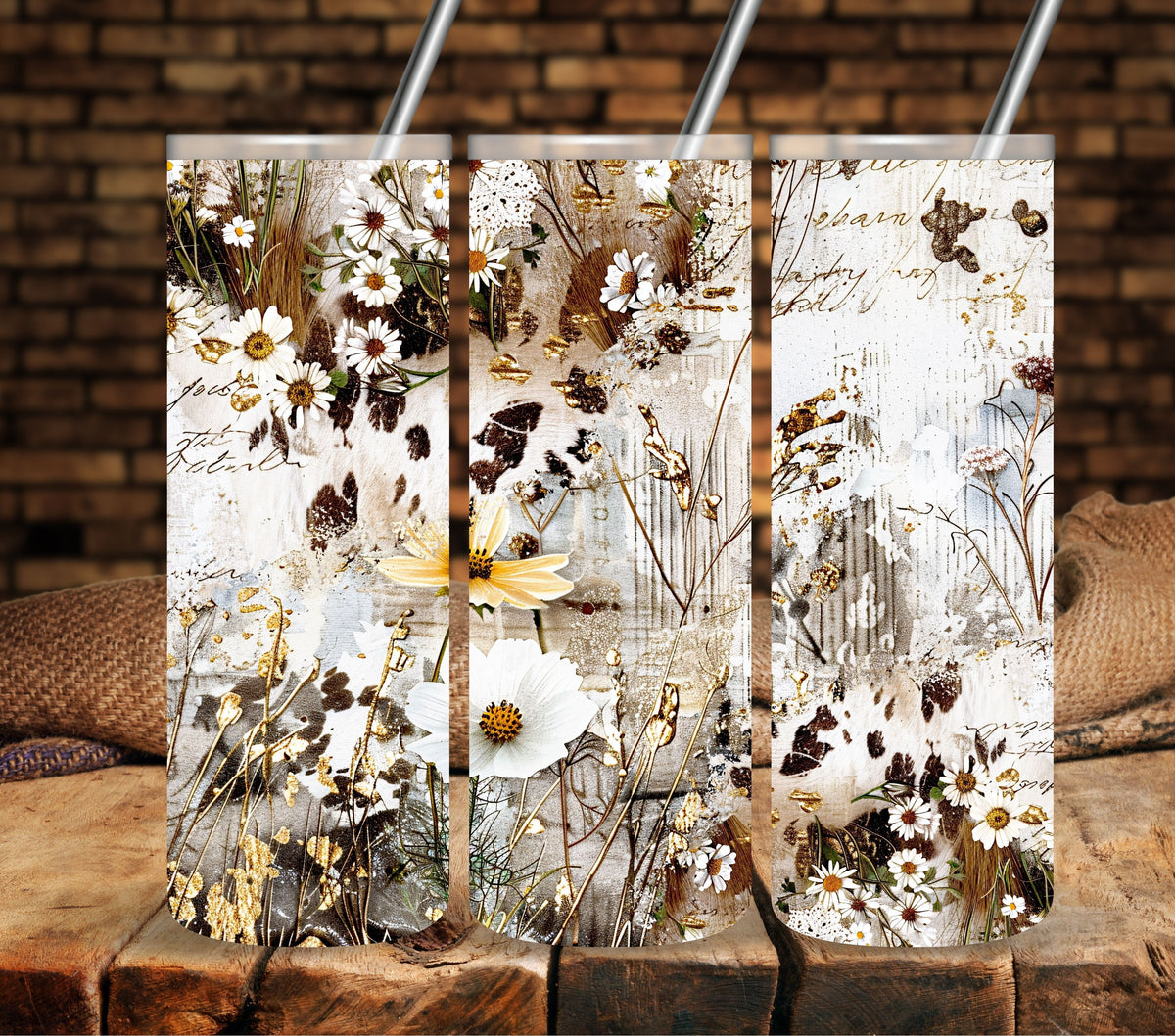 Western wildflower vinyl tumbler wraps