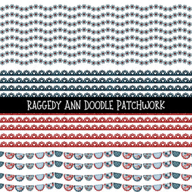 Raggedy Ann UV DTF Doodle Patchwork Set