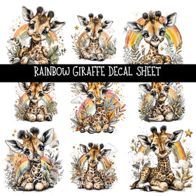 Rainbows and Giraffes UV DTF Decal sheets