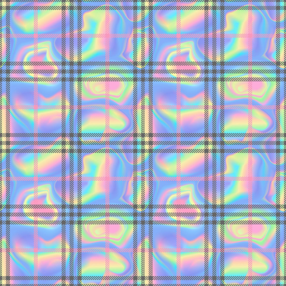 Rainbow Swirled Plaid - Adhesive Vinyl