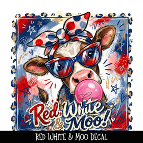 Red White and Moo UV DTF Decal