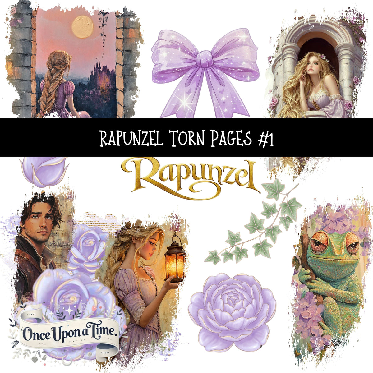 Rapunzel torn pages UV DTF Decal sheets 2 Designs available