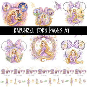 Rapunzel Torn Pages UV DTF Decal sheets 5 Designs available