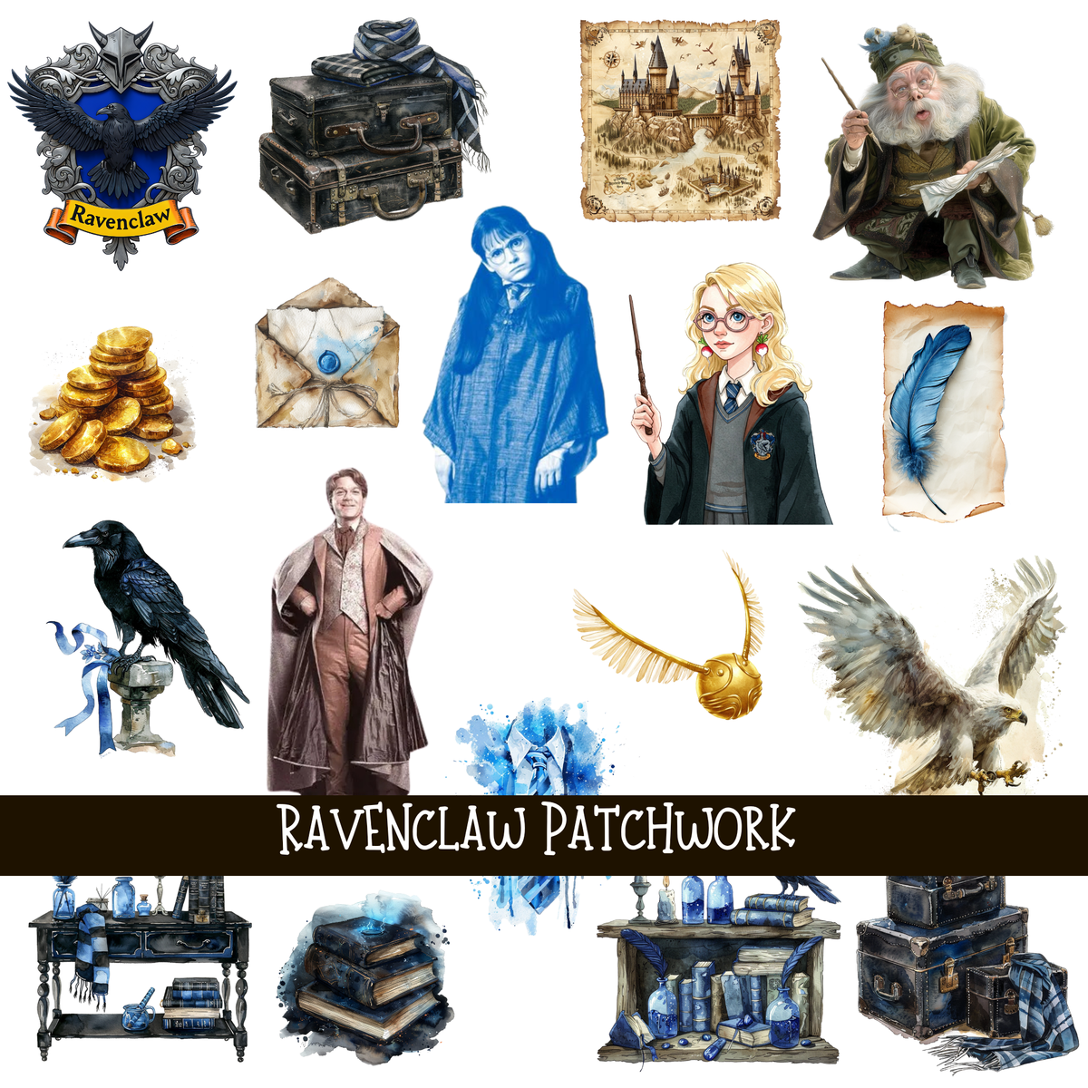Ravenclaw  Doodle Patchwork Set