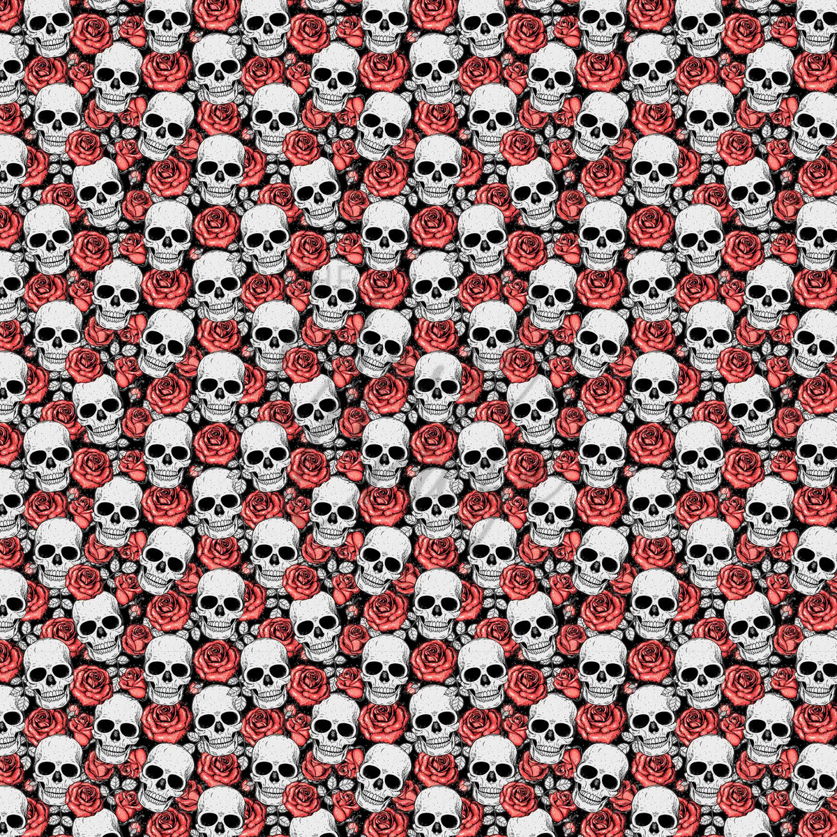 Red Floral Skulls - Adhesive Vinyl