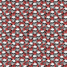 Red Floral Skulls - Adhesive Vinyl