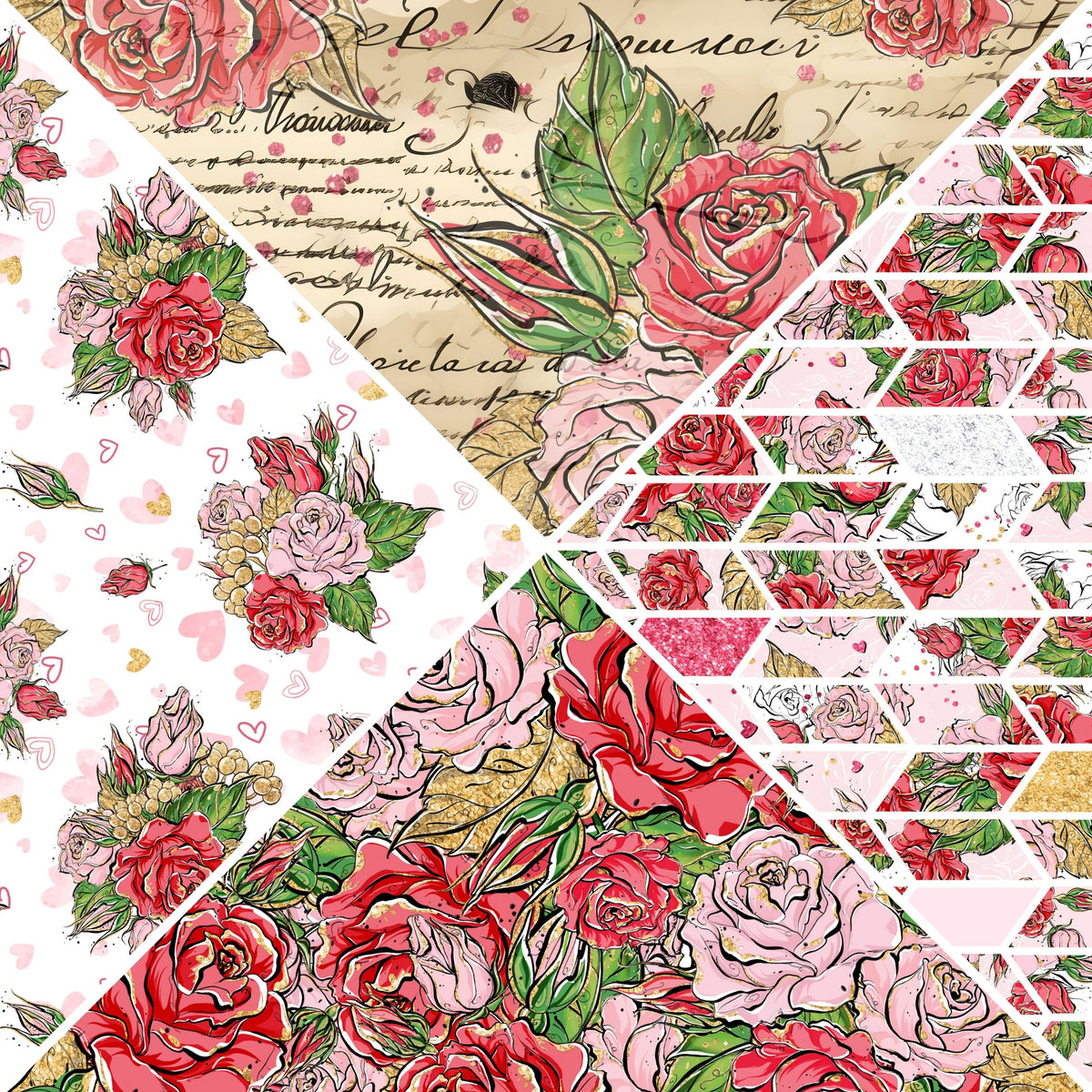 Red and Pink Roses Vsplit Precut Vinyl (