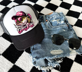 Reel Girls fish DTF hat transfers