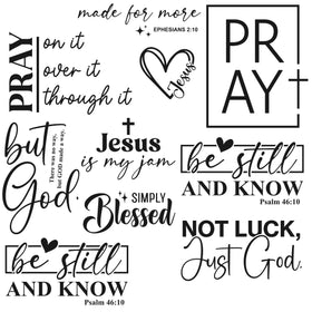 Religious Sayings Black  UV DTF Decal sheet- 3 Styles 10x10 sheets