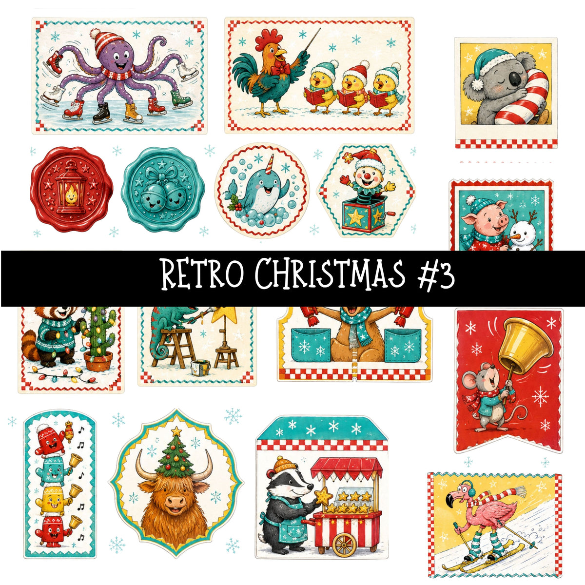 Retro Christmas UV DTF Decal sheets 7 Designs available