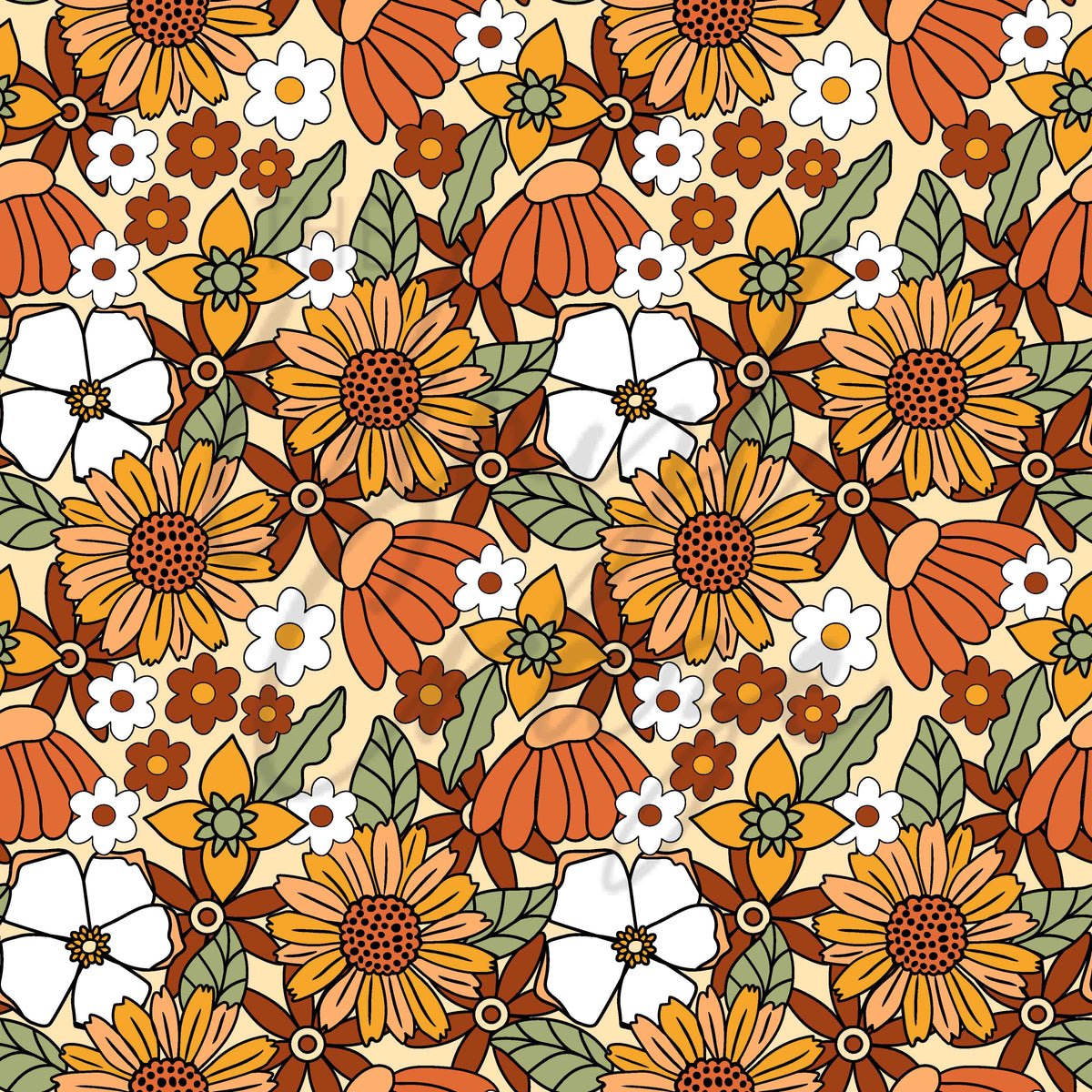 Retro Fall Floral Adhesive Vinyl