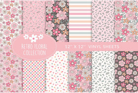 Retro Floral Vinyl Collection- 12 Prints