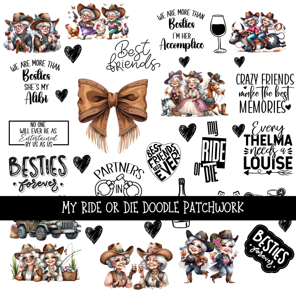 My Ride or die Doodle Patchwork Set