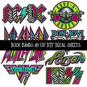 Rock Bands UV DTF Decal sheets 7 Designs available