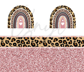 Rose Gold Boho Leopard Rainbow 20 or 30 oz Skinny Adhesive Vinyl Wrap