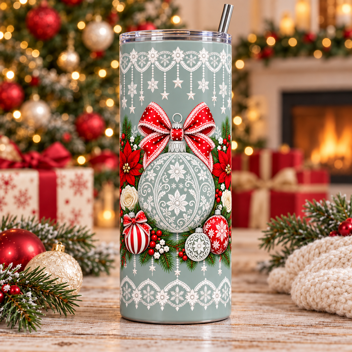 Christmas Lace UV DTF  tumbler wraps 2 sizes
