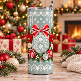 Christmas Lace UV DTF  tumbler wraps 2 sizes