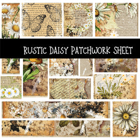 Rustic Daisies Patchwork precut vinyl sheet available in 12x12 or 6x6 sizes