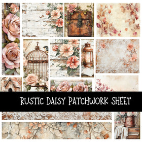 Rustic Rose Garden Patchwork precut vinyl sheet available in 12x12 or 6x6 sizes
