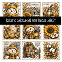 Rustic Snowmen UV DTF Decal sheets 11 Designs available
