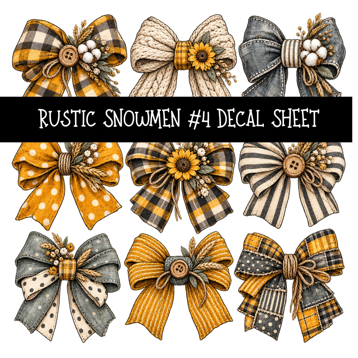 Rustic Snowmen UV DTF Decal sheets 11 Designs available