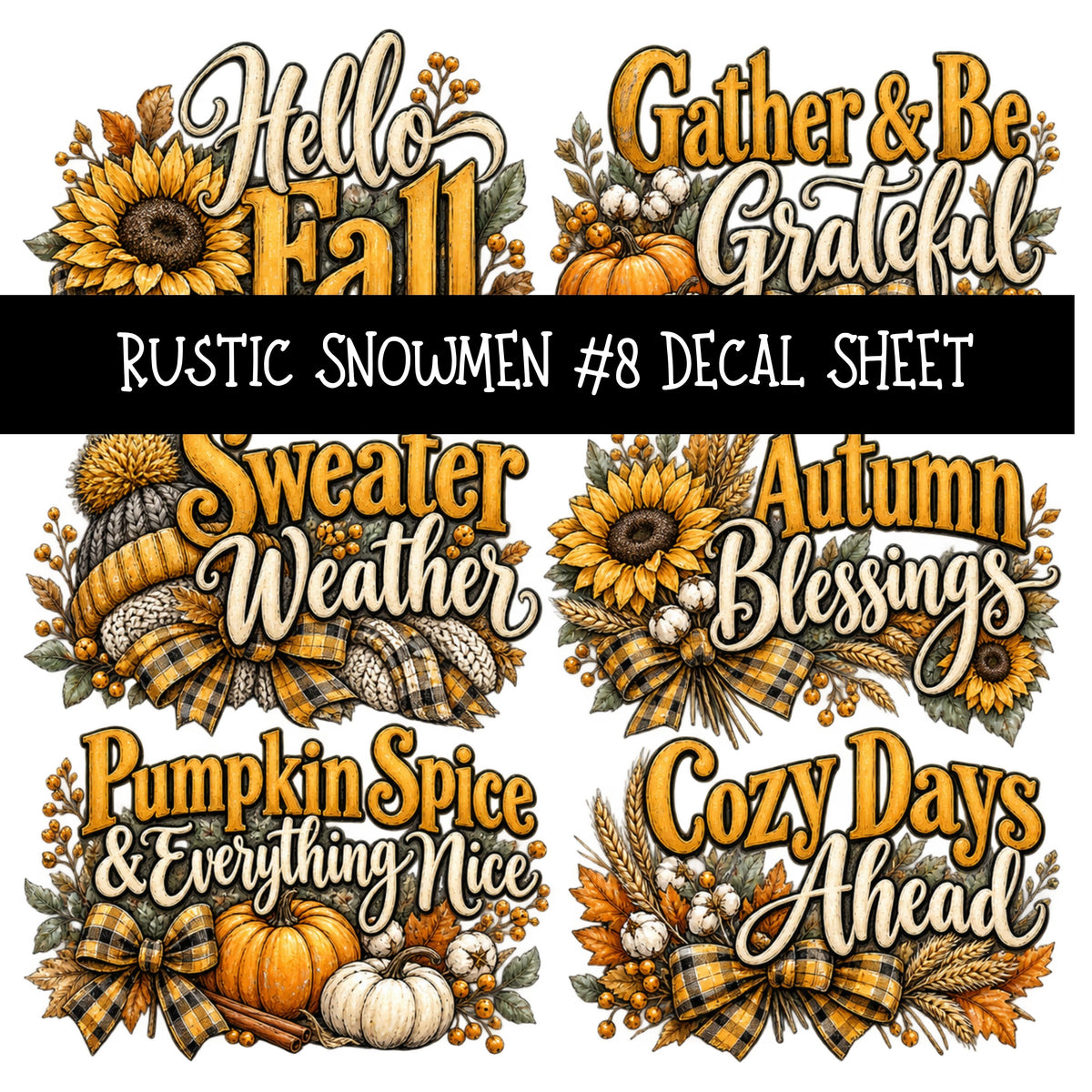 Rustic Snowmen UV DTF Decal sheets 11 Designs available
