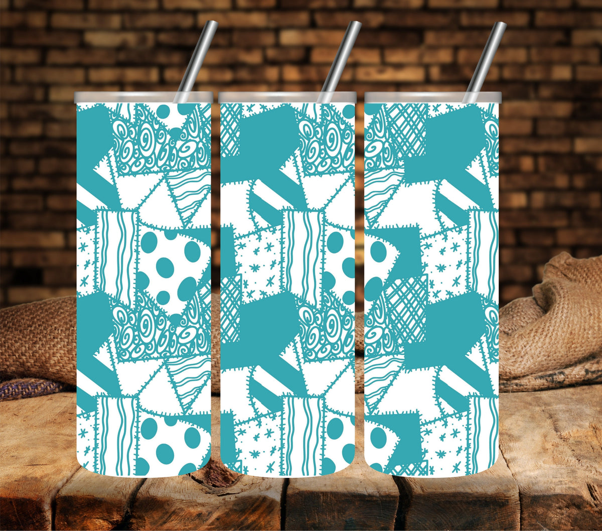 Sally Patch Pattern  UV DTF tumbler wraps 4 color options