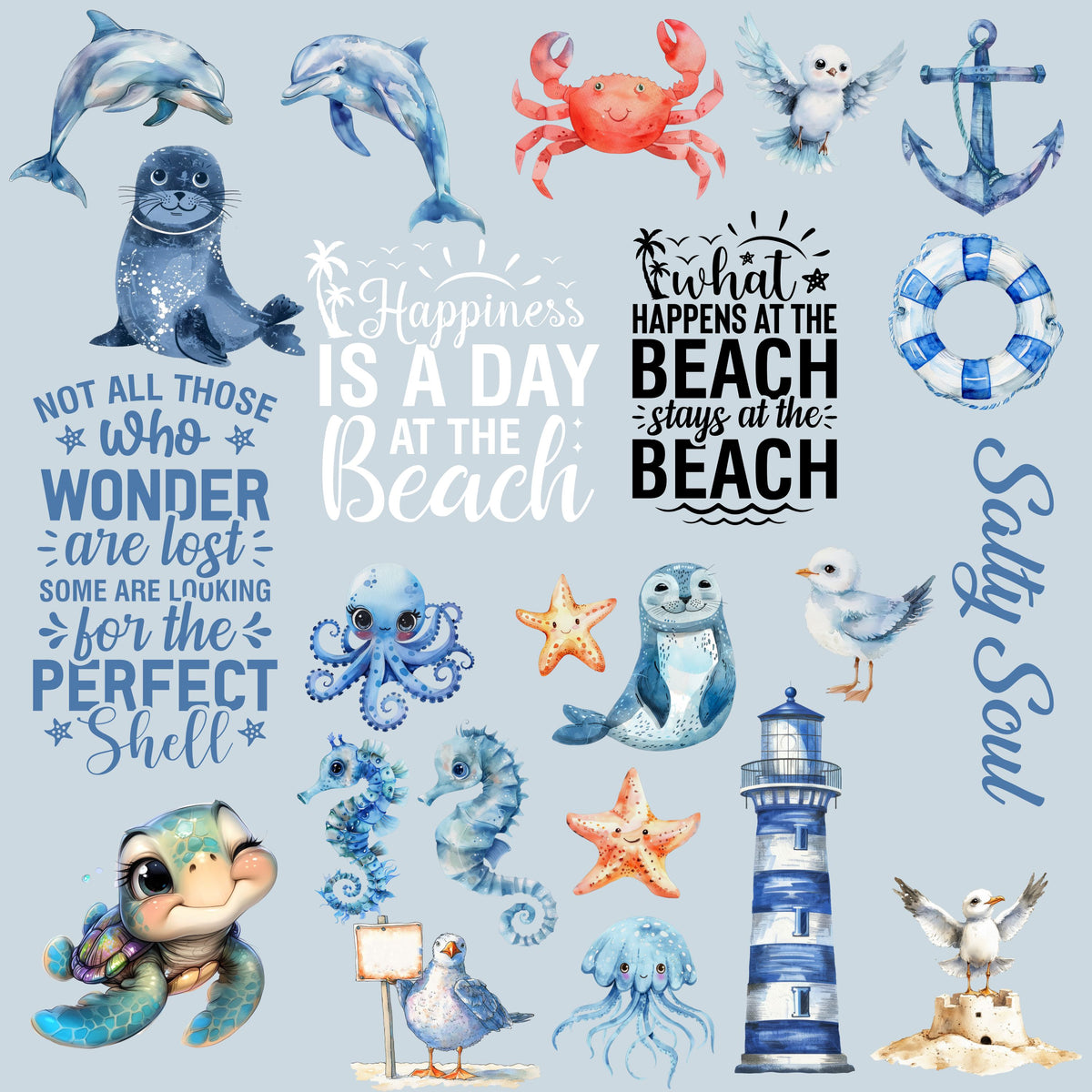Salty soul #1 UV DTF Decal accent Sheet 10x10