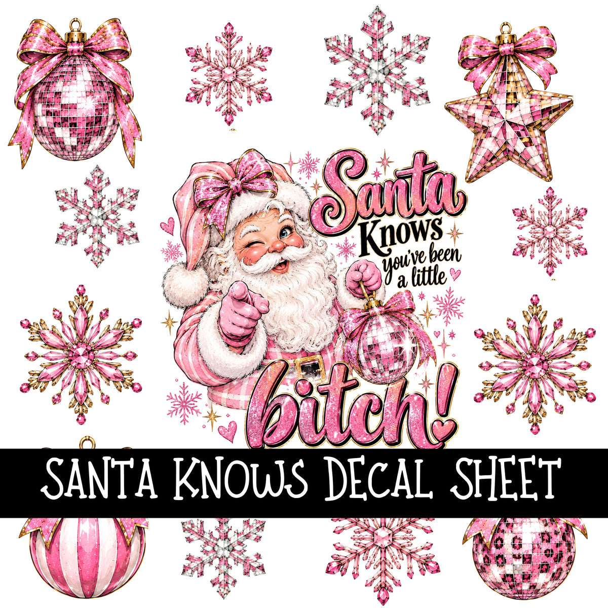 Santa Knows UV DTF Decal sheets