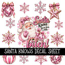 Santa Knows UV DTF Decal sheets