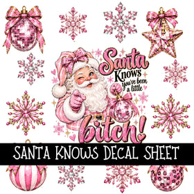 Santa Knows UV DTF Decal sheets