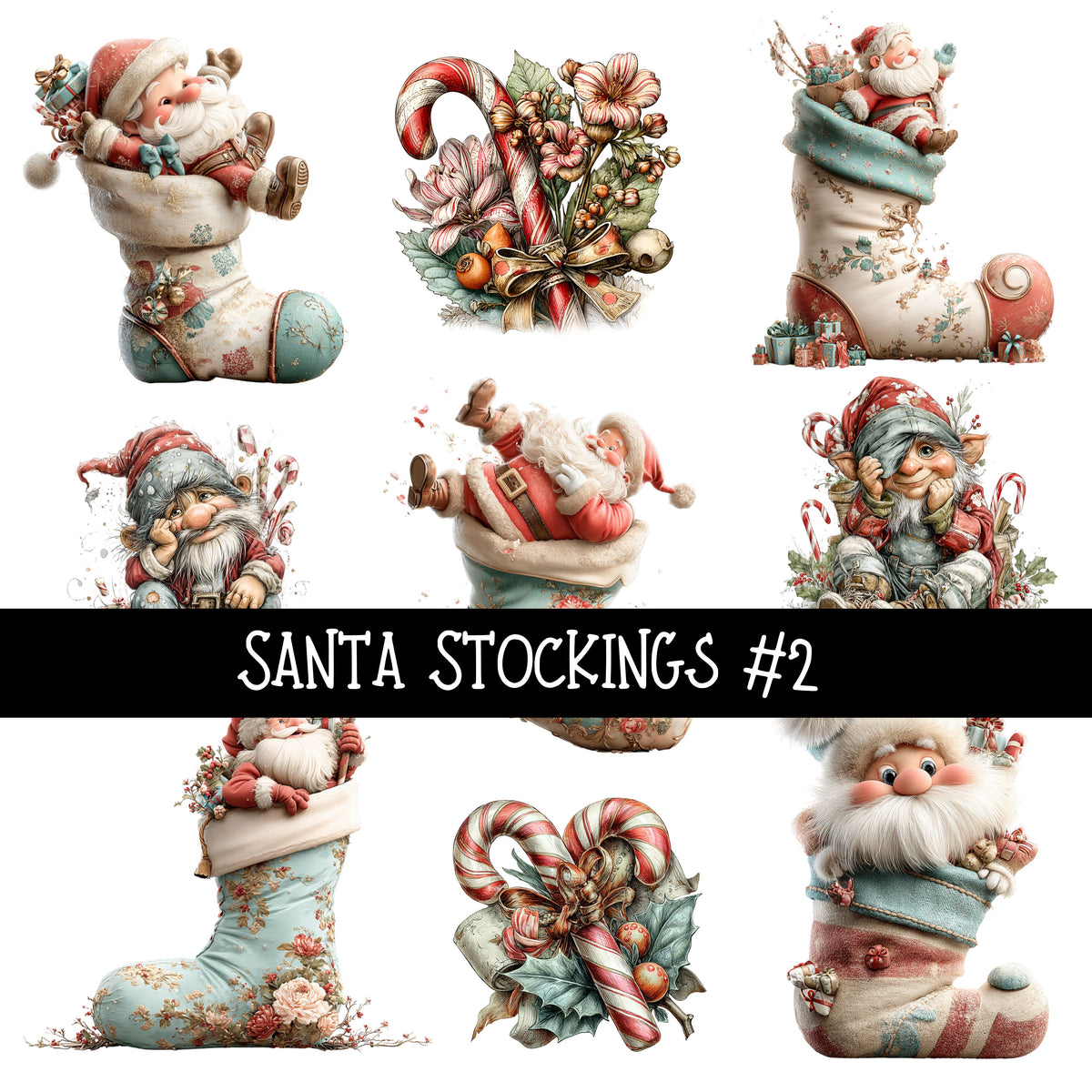 Santa Stockings UV Decal sheets 2 to choose from