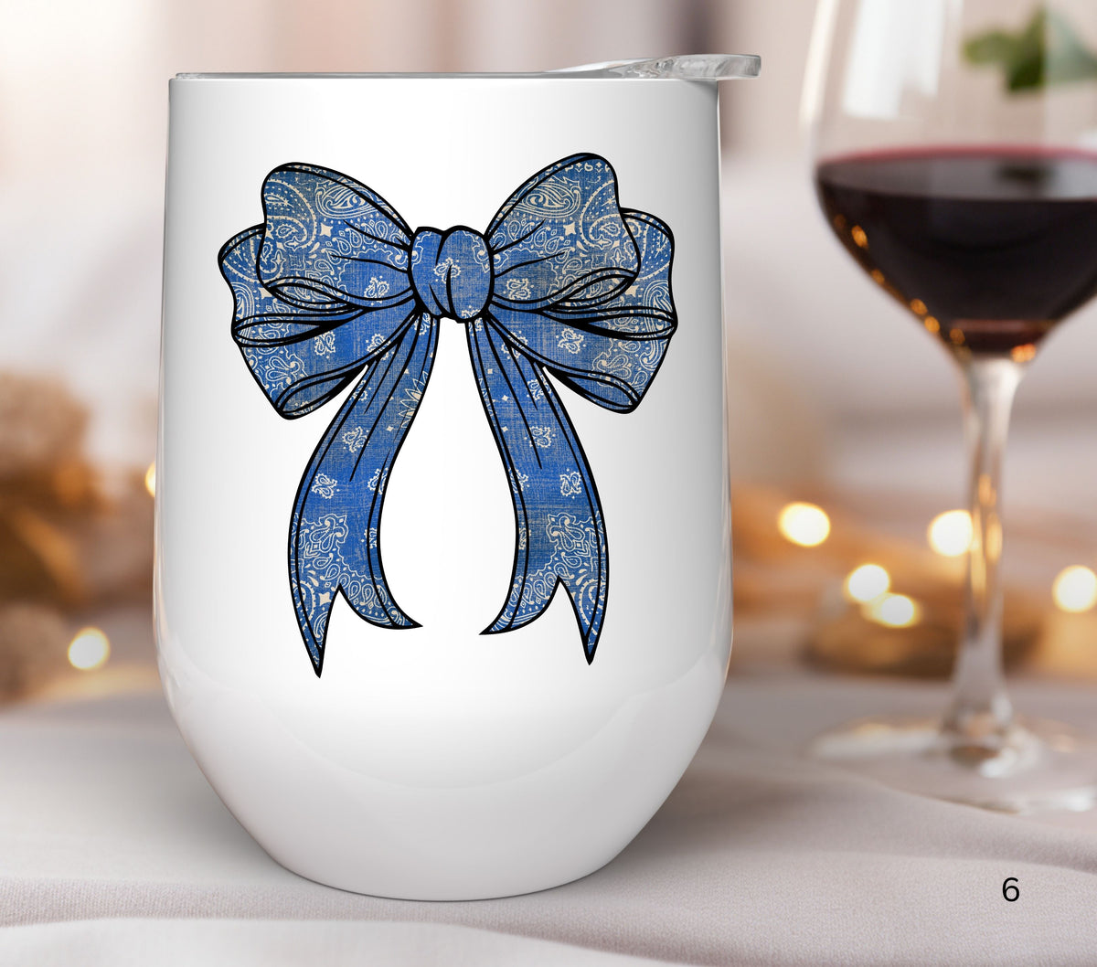 Vintage blue Bandana Bow UV DTF Decals