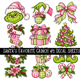 Santa's Favorite Grinch Torn Pages UV DTF Decal sheets 5 Designs available