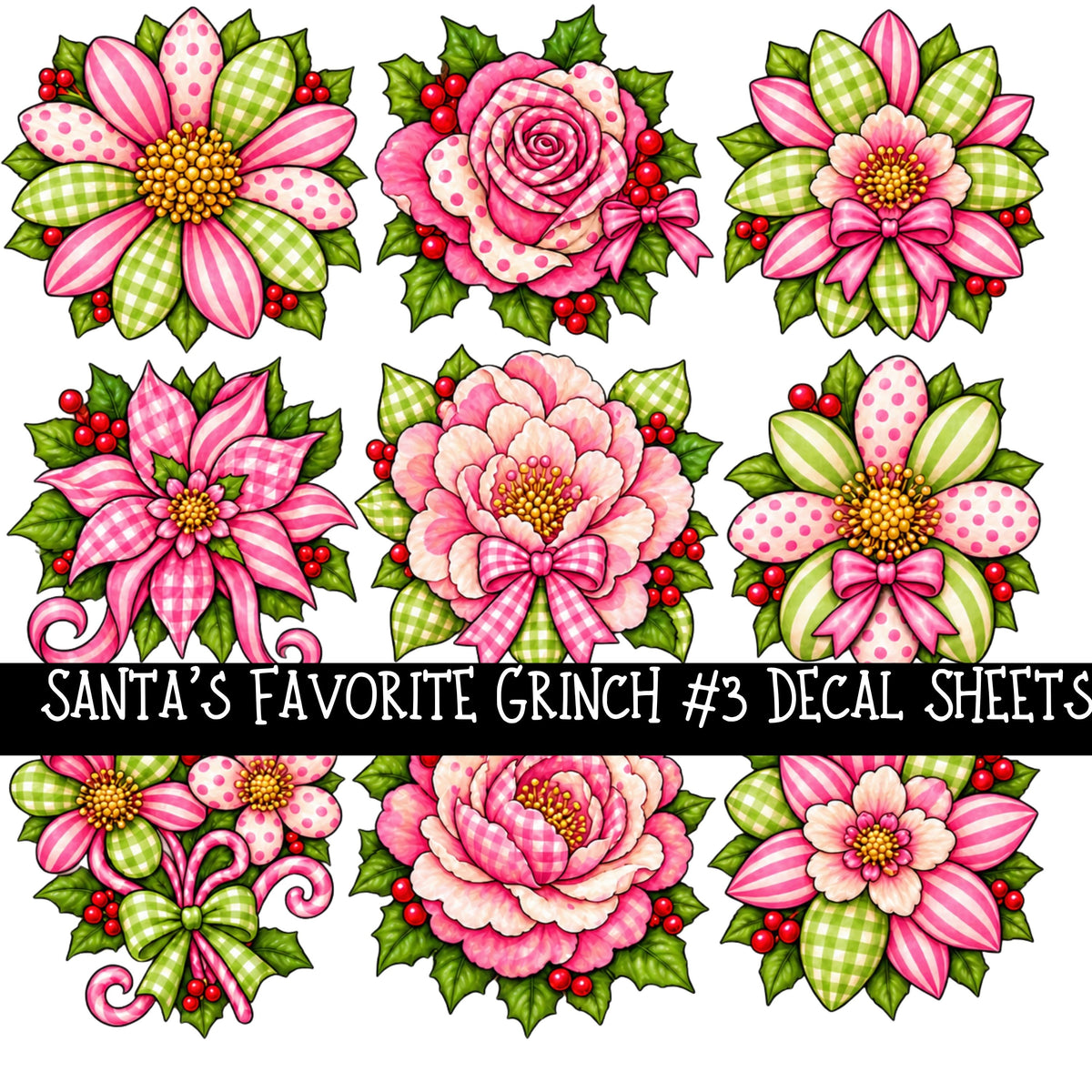 Santa's Favorite Grinch Torn Pages UV DTF Decal sheets 5 Designs available