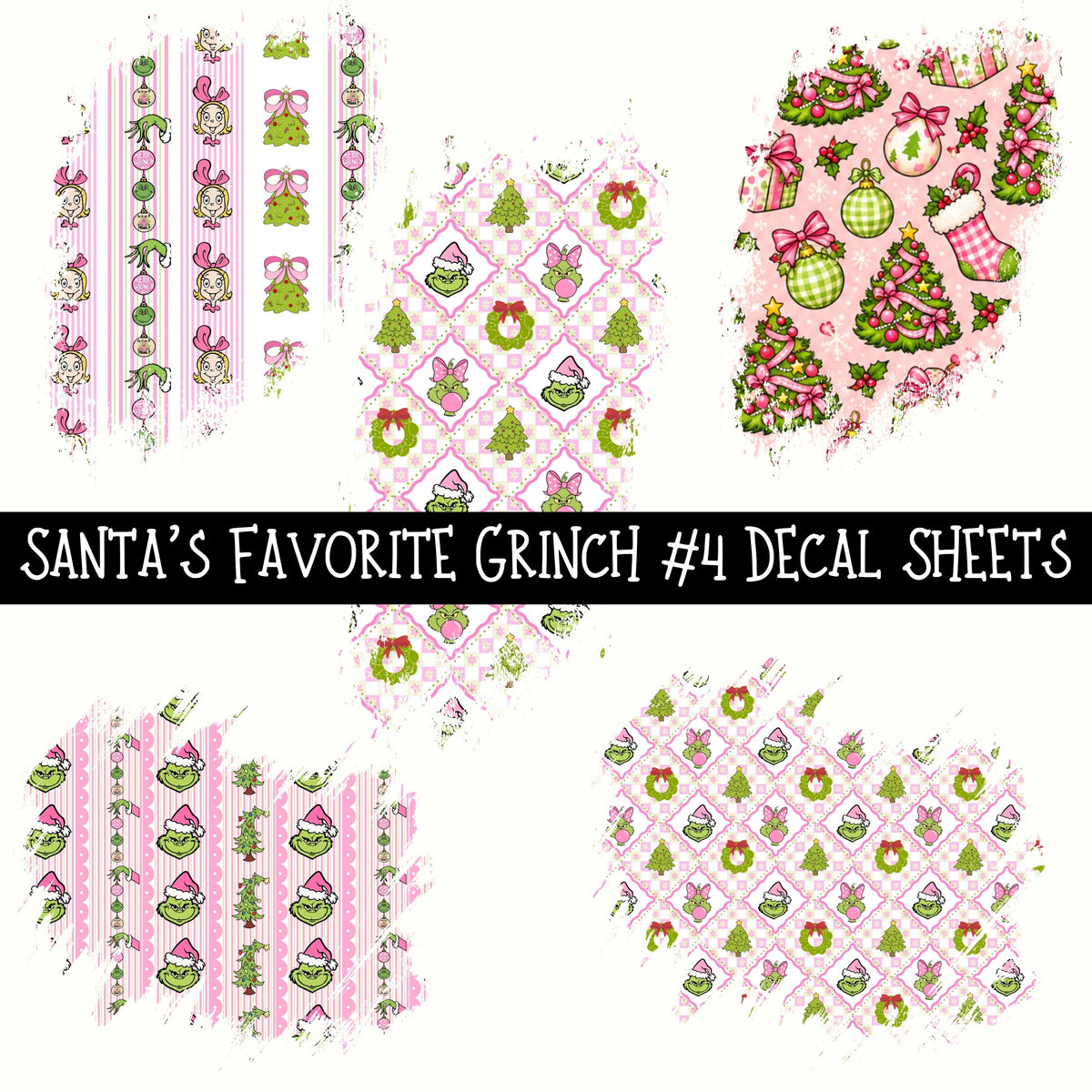Santa's Favorite Grinch Torn Pages UV DTF Decal sheets 5 Designs available