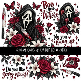 Scream Queen UV DTF Decal sheets 3 Designs available