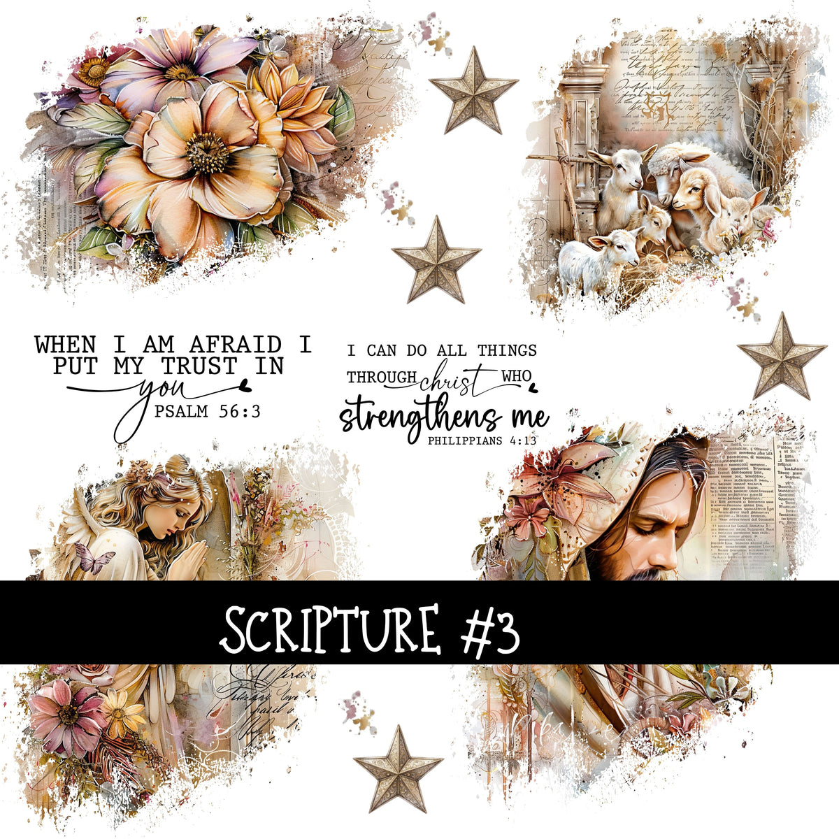 Scripture Torn Pages UV DTF Decal sheets 5 designs available