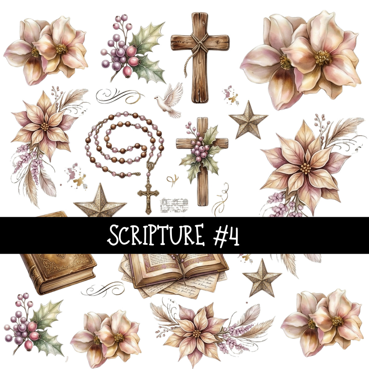 Scripture Torn Pages UV DTF Decal sheets 5 designs available