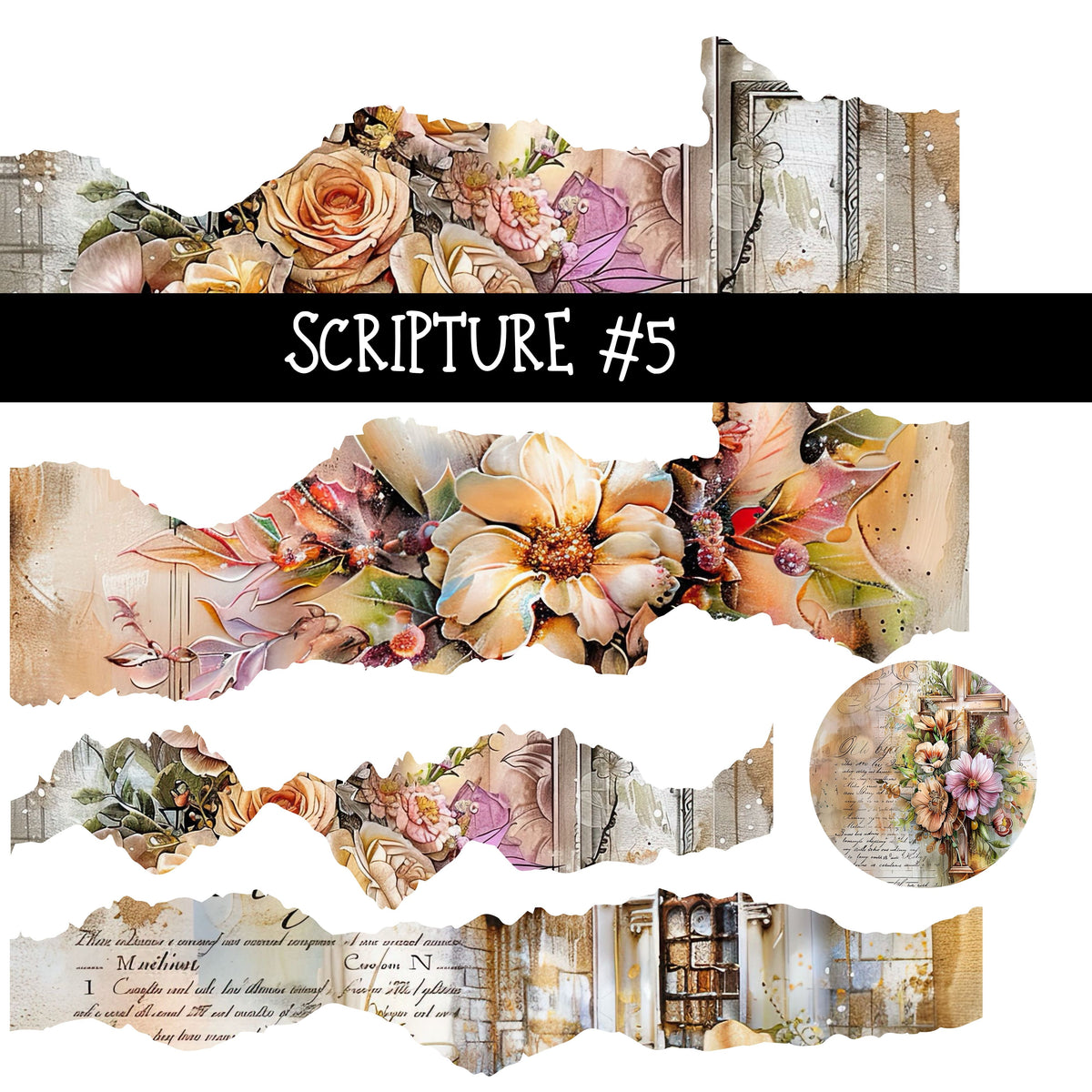 Scripture Torn Pages UV DTF Decal sheets 5 designs available