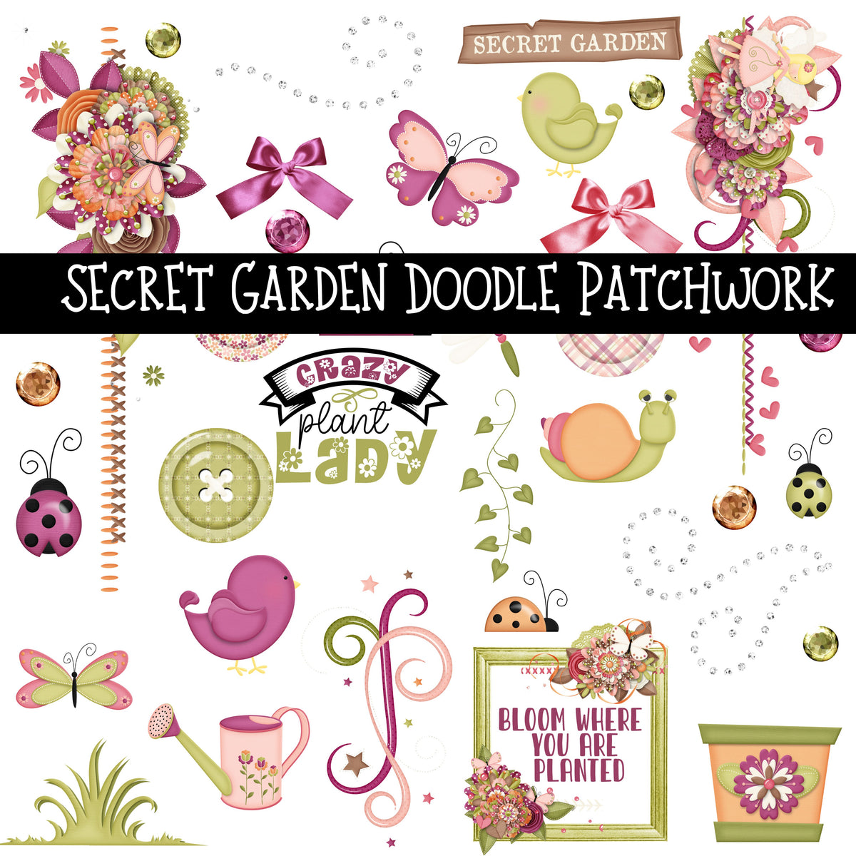 Secret Garden Doodle Patchwork Set