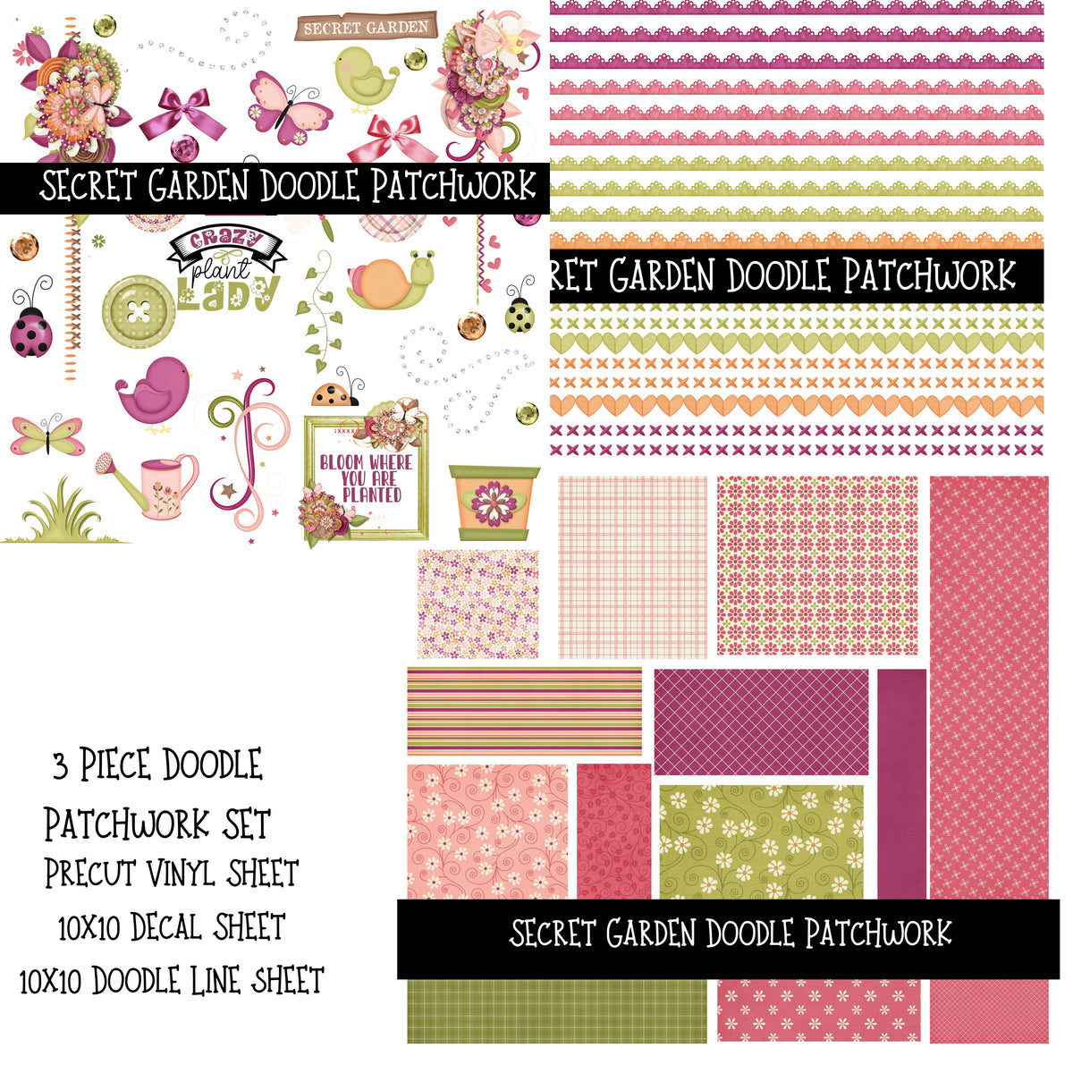 Secret Garden Doodle Patchwork Set