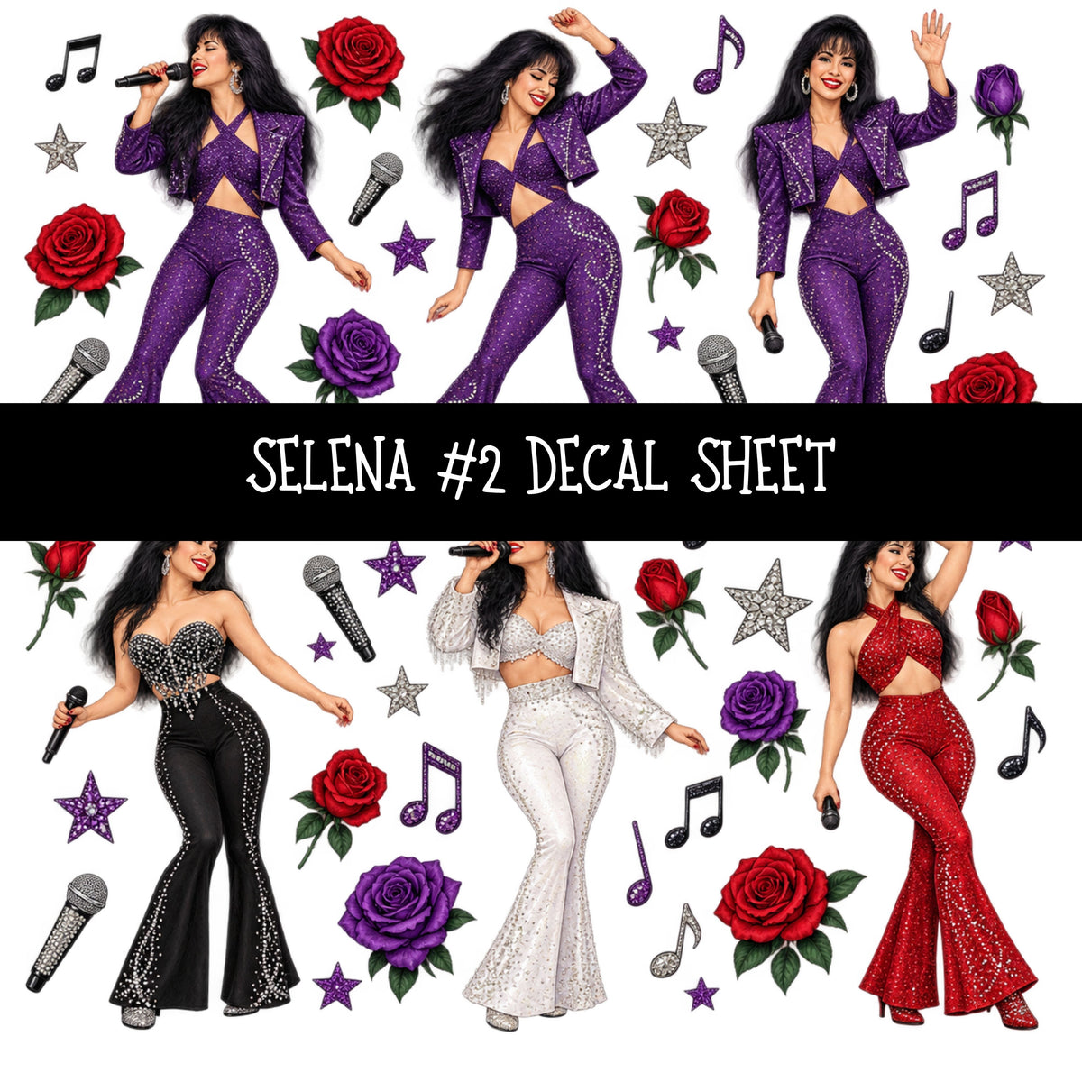 Selena UV DTF Decal sheets 7 Designs available