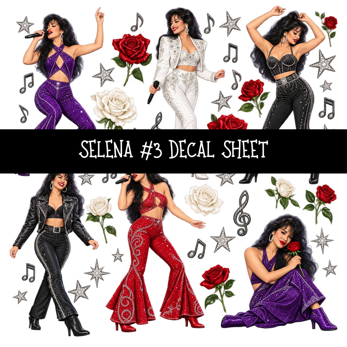 Selena UV DTF Decal sheets 7 Designs available
